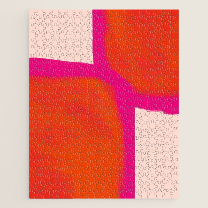 Touching Corners (Pink and Bold Orange) Jigsaw Puzzle Gallery Image 1