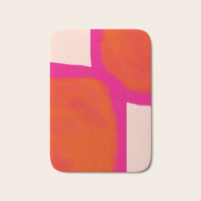 Touching Corners (Pink and Bold Orange) Bath Mat Gallery Image 1