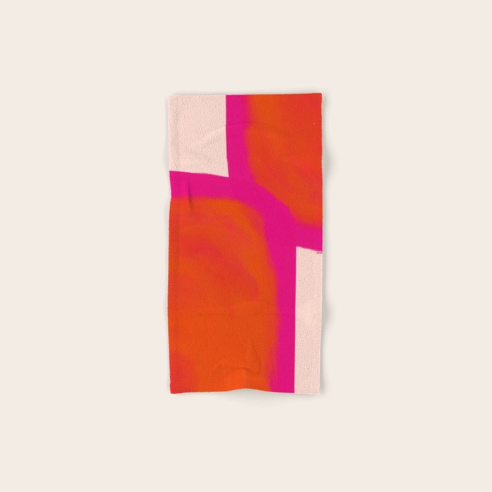 Touching Corners (Pink and Bold Orange) Bath Towel Gallery Image 1
