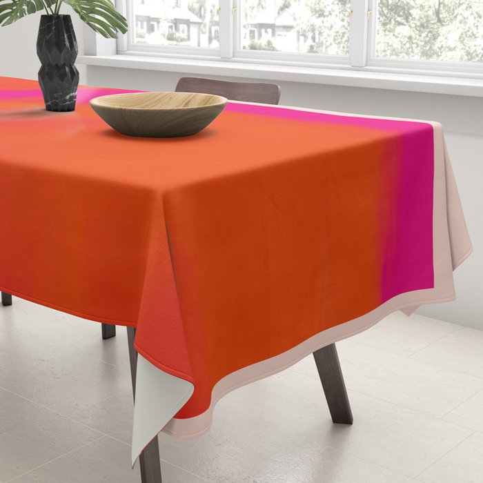 Touching Corners (Pink and Bold Orange) Tablecloth Gallery Image 3