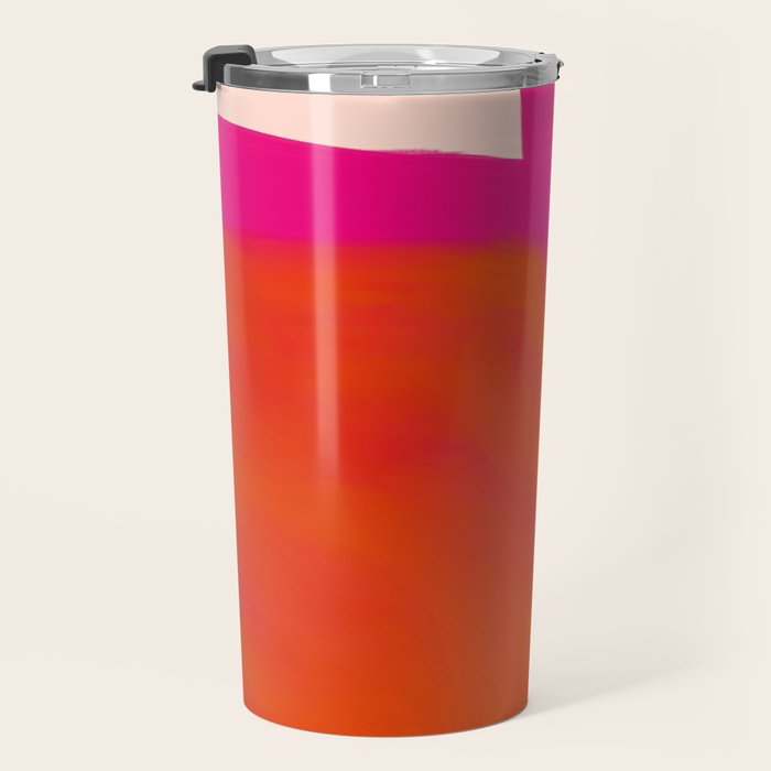Touching Corners (Pink and Bold Orange) Travel Mug Gallery Image 3