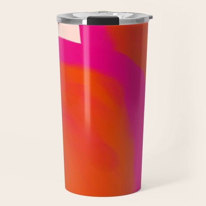 Touching Corners (Pink and Bold Orange) Travel Mug Gallery Image 1