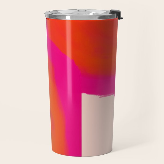 Touching Corners (Pink and Bold Orange) Travel Mug Gallery Image 2