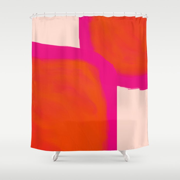 Touching Corners (Pink and Bold Orange) Shower Curtain Gallery Image 1