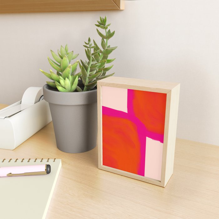 Touching Corners (Pink and Bold Orange) Mini Art Print Gallery Image 2