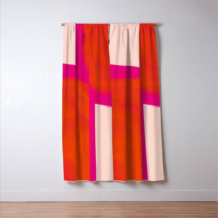 Touching Corners (Pink and Bold Orange) Window Curtain Gallery Image 3