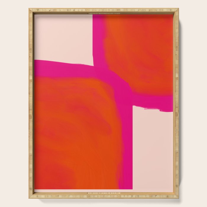 Touching Corners (Pink and Bold Orange) Serving Tray Gallery Image 1