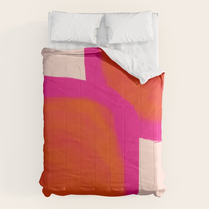 Touching Corners (Pink and Bold Orange) Comforter Gallery Image 6