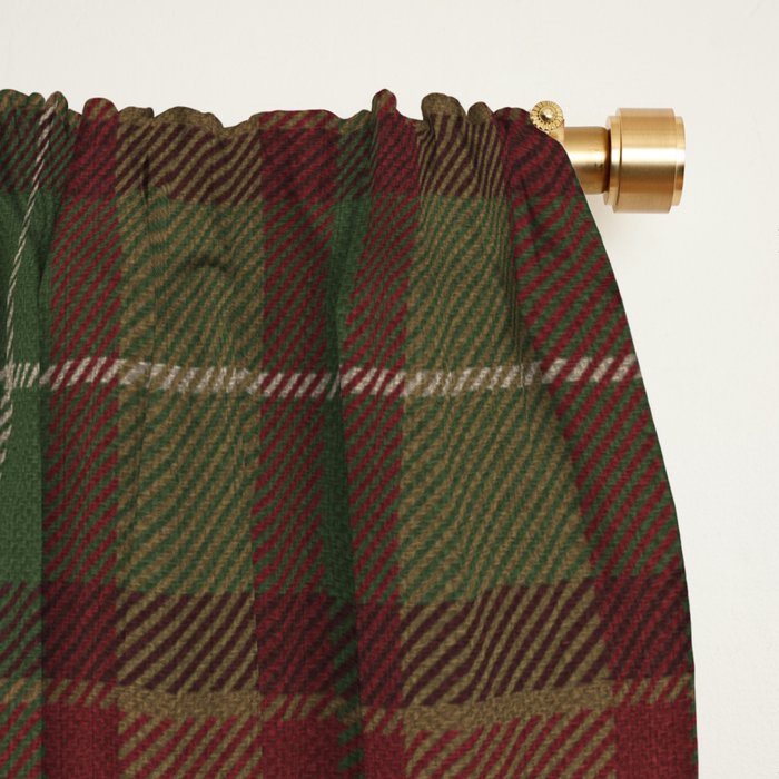 Burgundy Green Classic Plaid Window Curtain Gallery Image 2