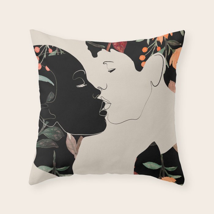 Floral Kiss  Throw Pillow Gallery Image 1