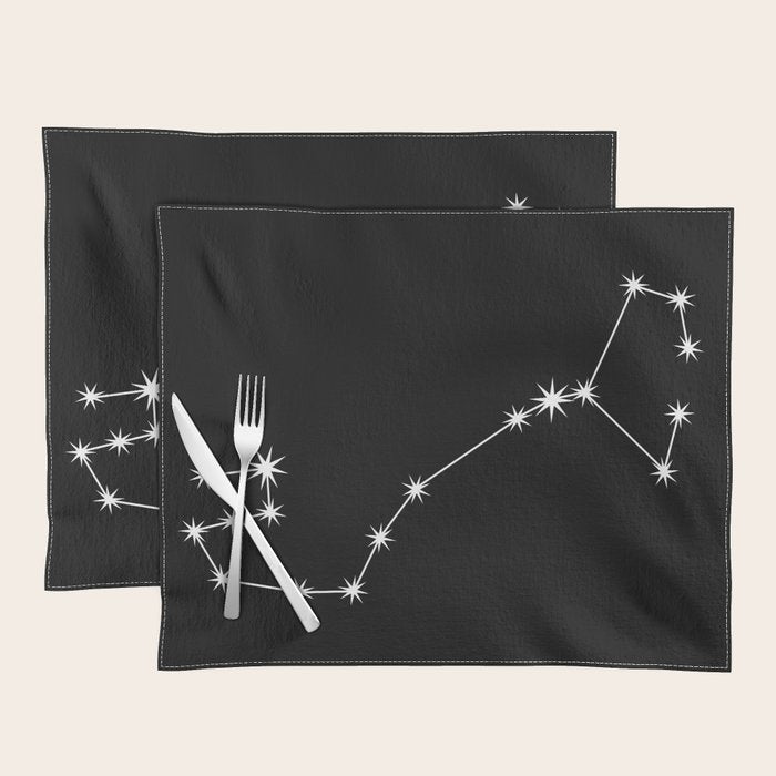 Scorpio Zodiac Star Constellation Line Art Black Placemat Gallery Image 1