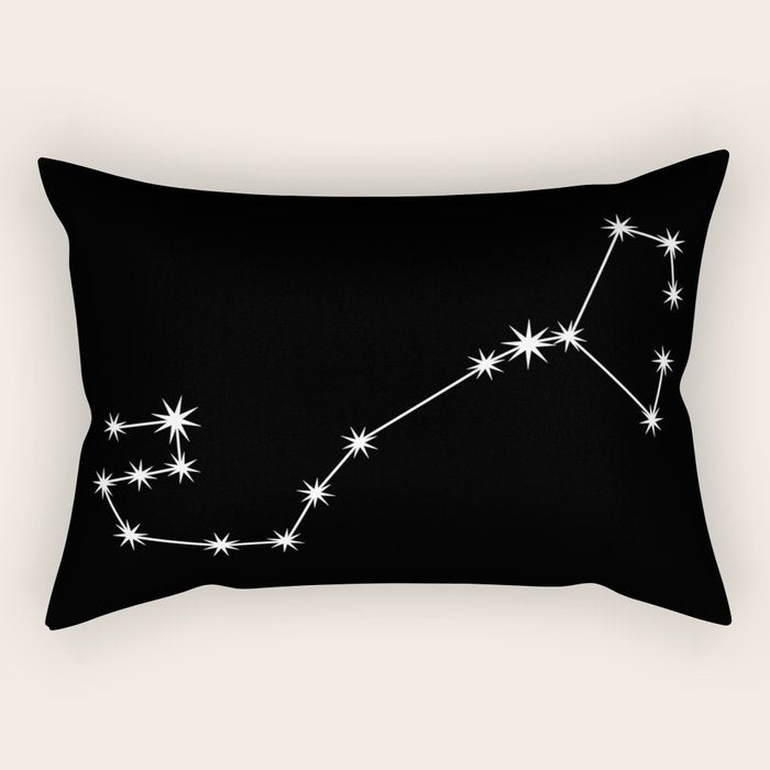 Scorpio Zodiac Star Constellation Line Art Black Rectangular Pillow Gallery Image 1