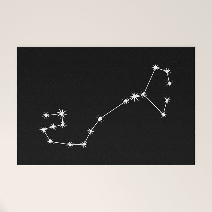 Scorpio Zodiac Star Constellation Line Art Black Welcome Mat Gallery Image 1