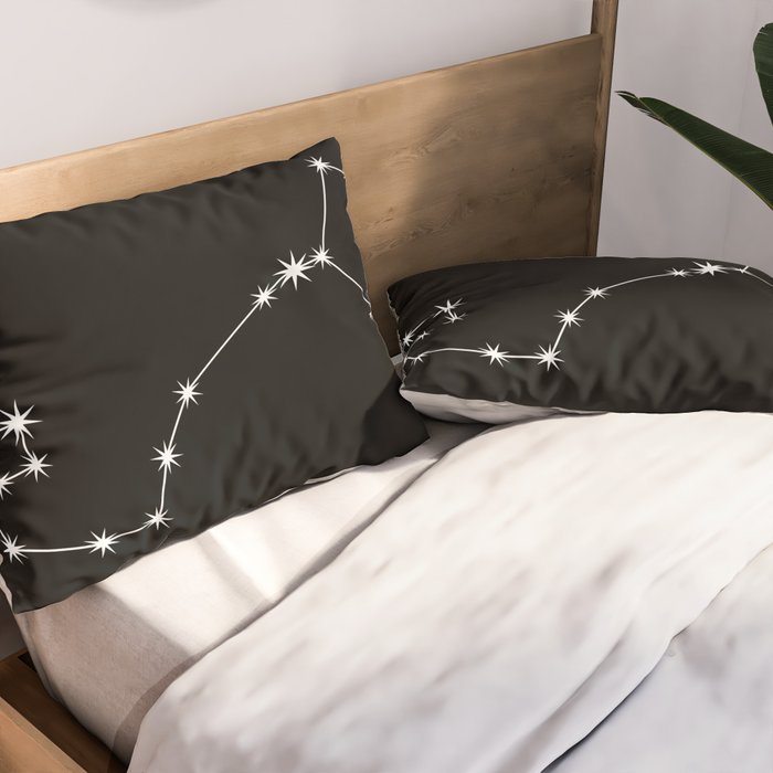 Scorpio Zodiac Star Constellation Line Art Black Pillow Sham Gallery Image 2