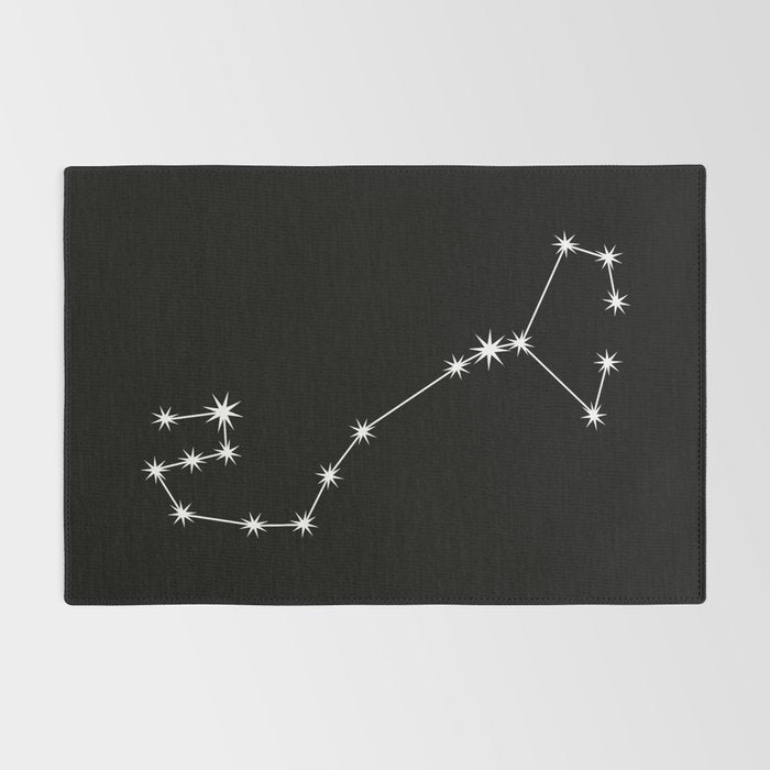 Scorpio Zodiac Star Constellation Line Art Black Rug Gallery Image 2