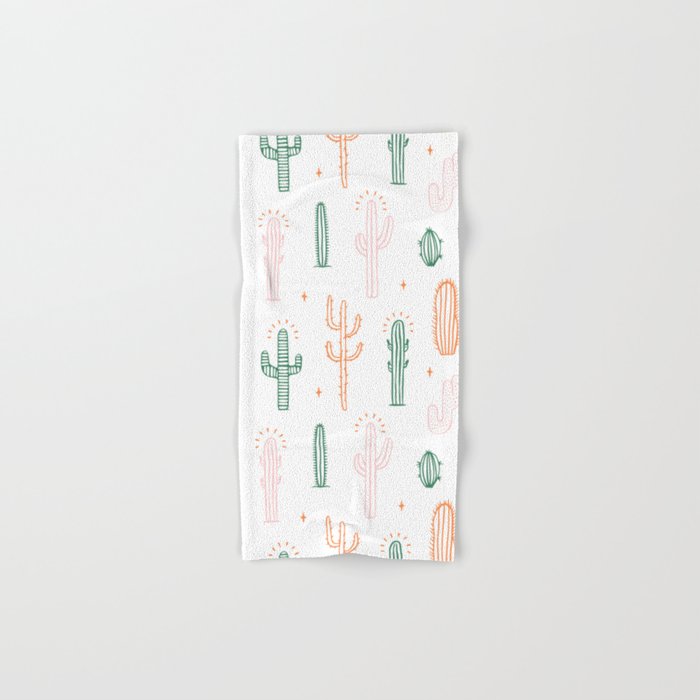 Retro hand drawn cactus plant pattern Bath Towel Gallery Image 1
