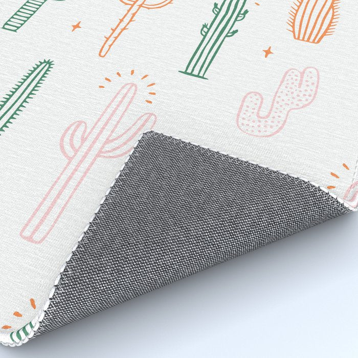 Retro hand drawn cactus plant pattern Rug Gallery Image 4