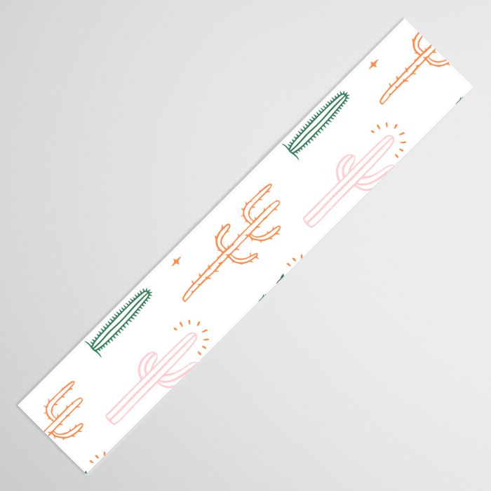 Retro hand drawn cactus plant pattern Table Runner Gallery Image 3