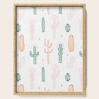 Retro hand drawn cactus plant pattern Serving Tray Gallery Image 1
