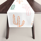 Retro hand drawn cactus plant pattern Table Runner Gallery Image 1