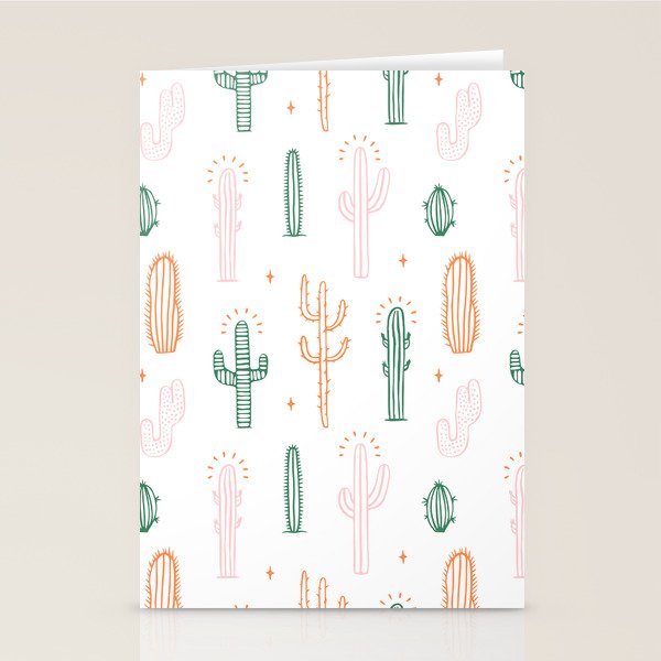 Retro hand drawn cactus plant pattern Stationery Card Gallery Image 2