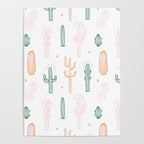 Retro hand drawn cactus plant pattern Poster Gallery Image 4