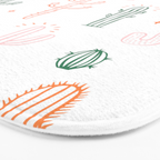 Retro hand drawn cactus plant pattern Bath Mat Gallery Image 3