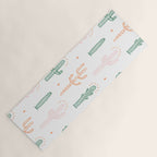 Retro hand drawn cactus plant pattern Yoga Mat Gallery Image 1