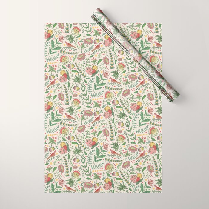 Swedish Floral - Cream Wrapping Paper Gallery Image 1