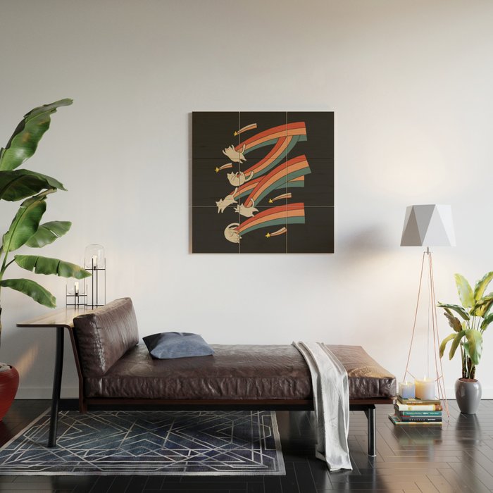 Cat Landscape 164: The Shooting Stars Wood Wall Art Gallery Image 2