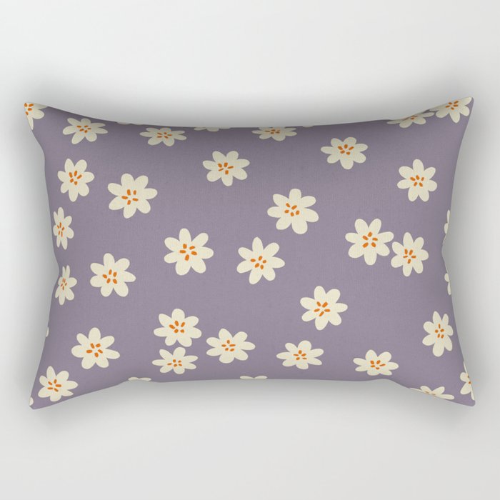 Tiny Flowers / Lavender & Orange Rectangular Pillow Gallery Image 1