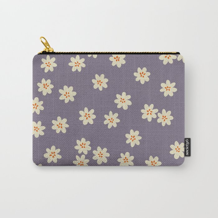 Tiny Flowers / Lavender & Orange Carry All Pouch Gallery Image 1