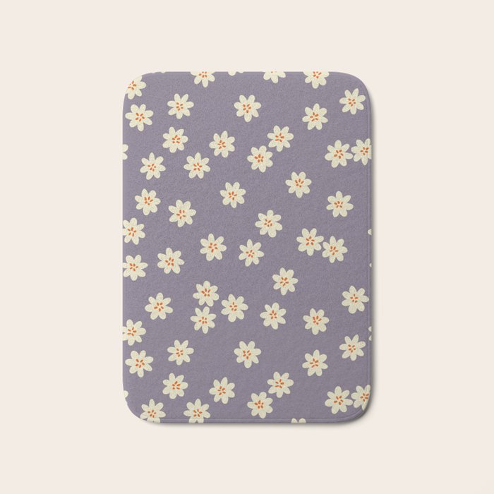 Tiny Flowers / Lavender & Orange Bath Mat Gallery Image 1