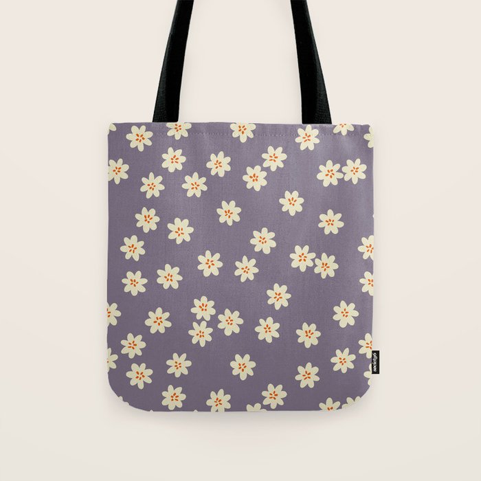 Tiny Flowers / Lavender & Orange Tote Bag Gallery Image 1