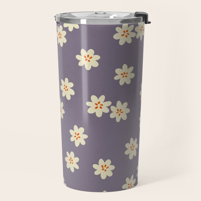 Tiny Flowers / Lavender & Orange Travel Mug Gallery Image 2