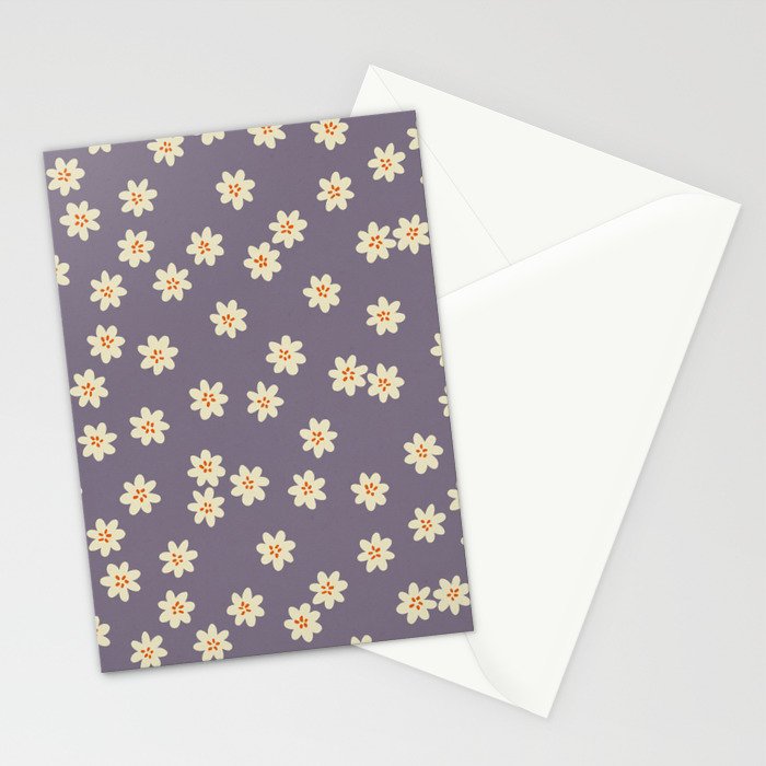 Tiny Flowers / Lavender & Orange Stationery Card Gallery Image 2