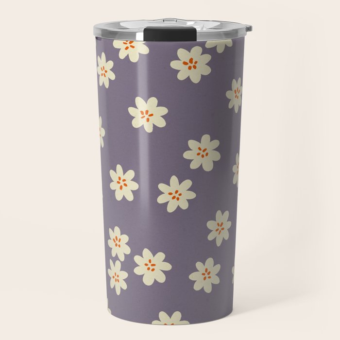 Tiny Flowers / Lavender & Orange Travel Mug Gallery Image 1