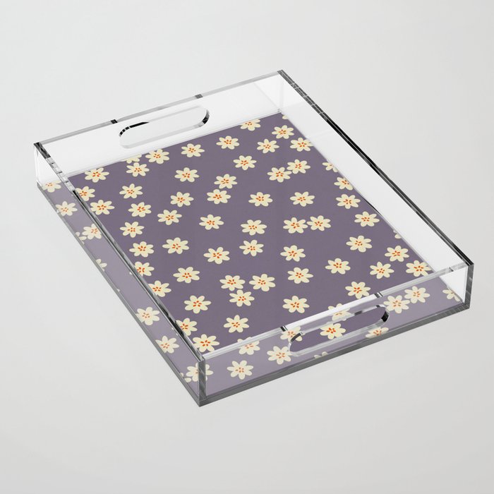 Tiny Flowers / Lavender & Orange Acrylic Tray Gallery Image 1