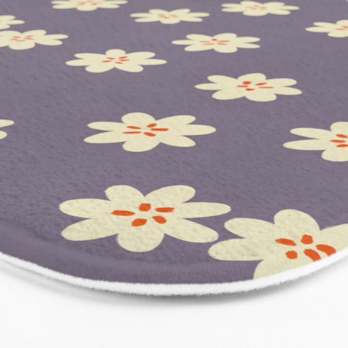 Tiny Flowers / Lavender & Orange Bath Mat Gallery Image 3