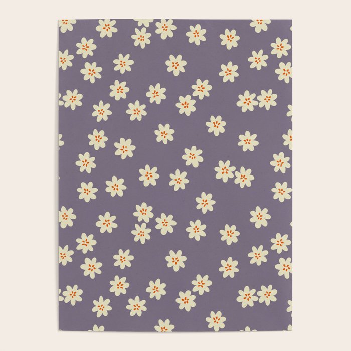 Tiny Flowers / Lavender & Orange Poster Gallery Image 1