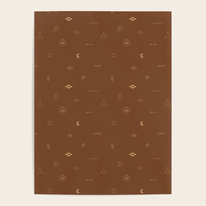 Southwestern Symbolic Pattern in Rust & Tan Poster Gallery Image 4