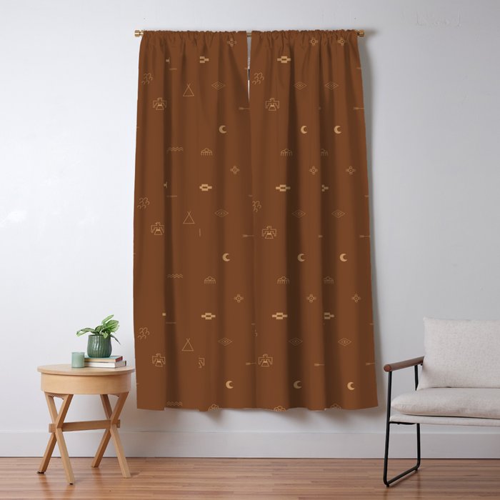 Southwestern Symbolic Pattern in Rust & Tan Window Curtain Gallery Image 5