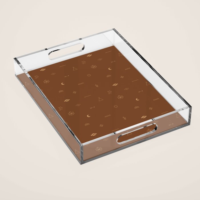 Southwestern Symbolic Pattern in Rust & Tan Acrylic Tray Gallery Image 1