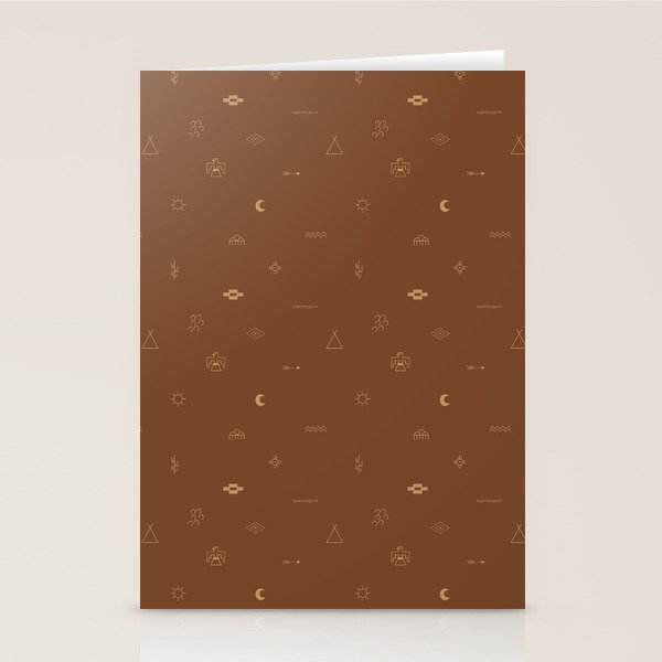 Southwestern Symbolic Pattern in Rust & Tan Stationery Card Gallery Image 1