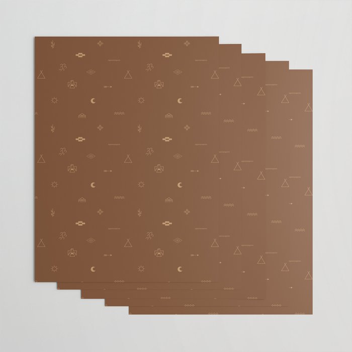 Southwestern Symbolic Pattern in Rust & Tan Wrapping Paper Gallery Image 3