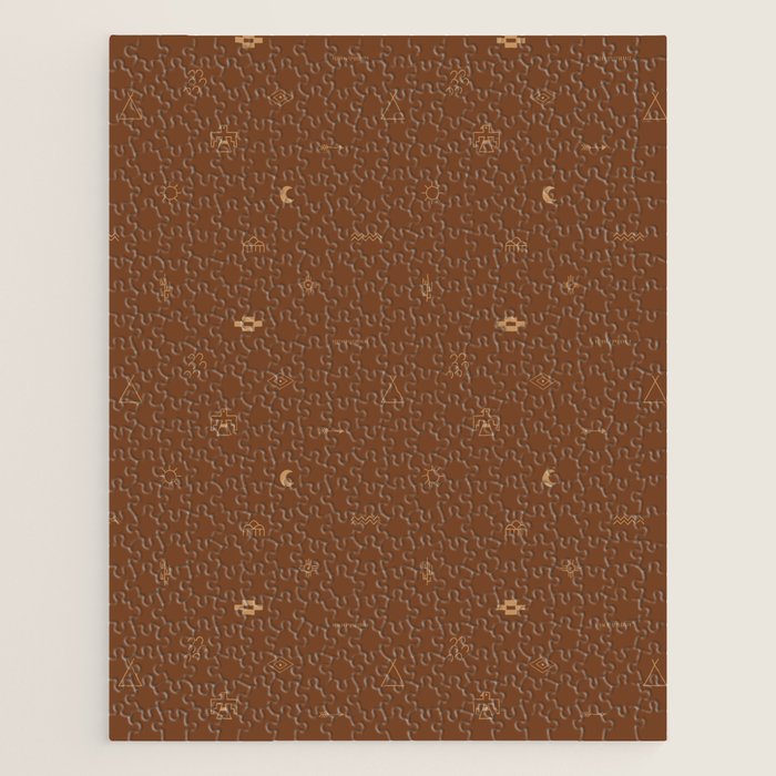Southwestern Symbolic Pattern in Rust & Tan Jigsaw Puzzle Gallery Image 1