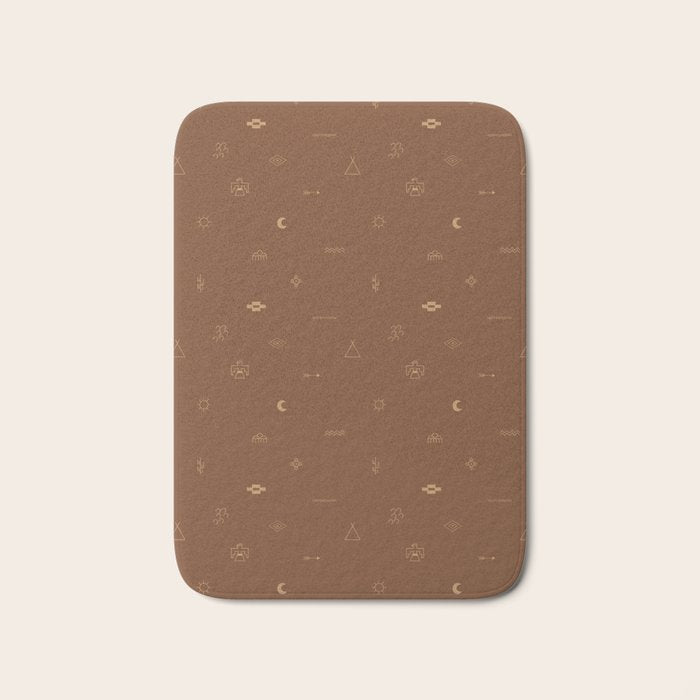 Southwestern Symbolic Pattern in Rust & Tan Bath Mat Gallery Image 1