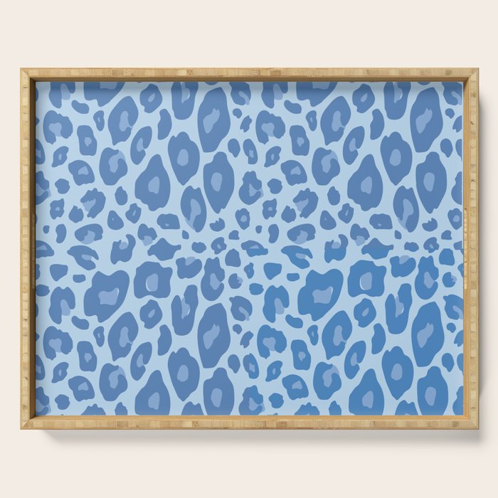 ultra bold leopard blue pastel Serving Tray Gallery Image 1