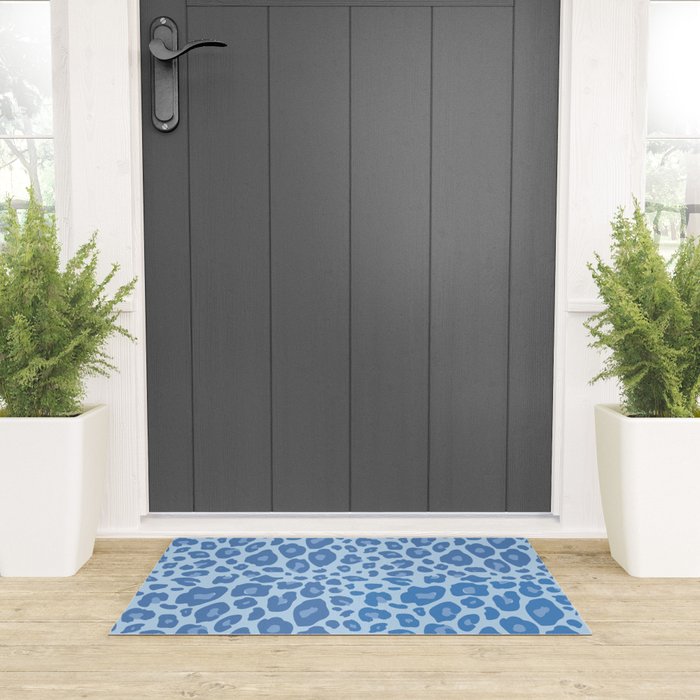 ultra bold leopard blue pastel Welcome Mat Gallery Image 3