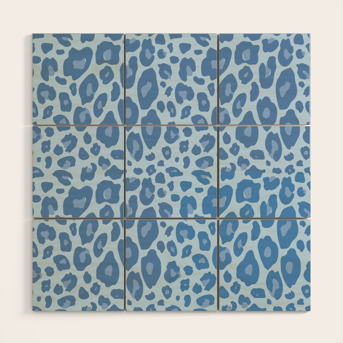 ultra bold leopard blue pastel Wood Wall Art Gallery Image 1